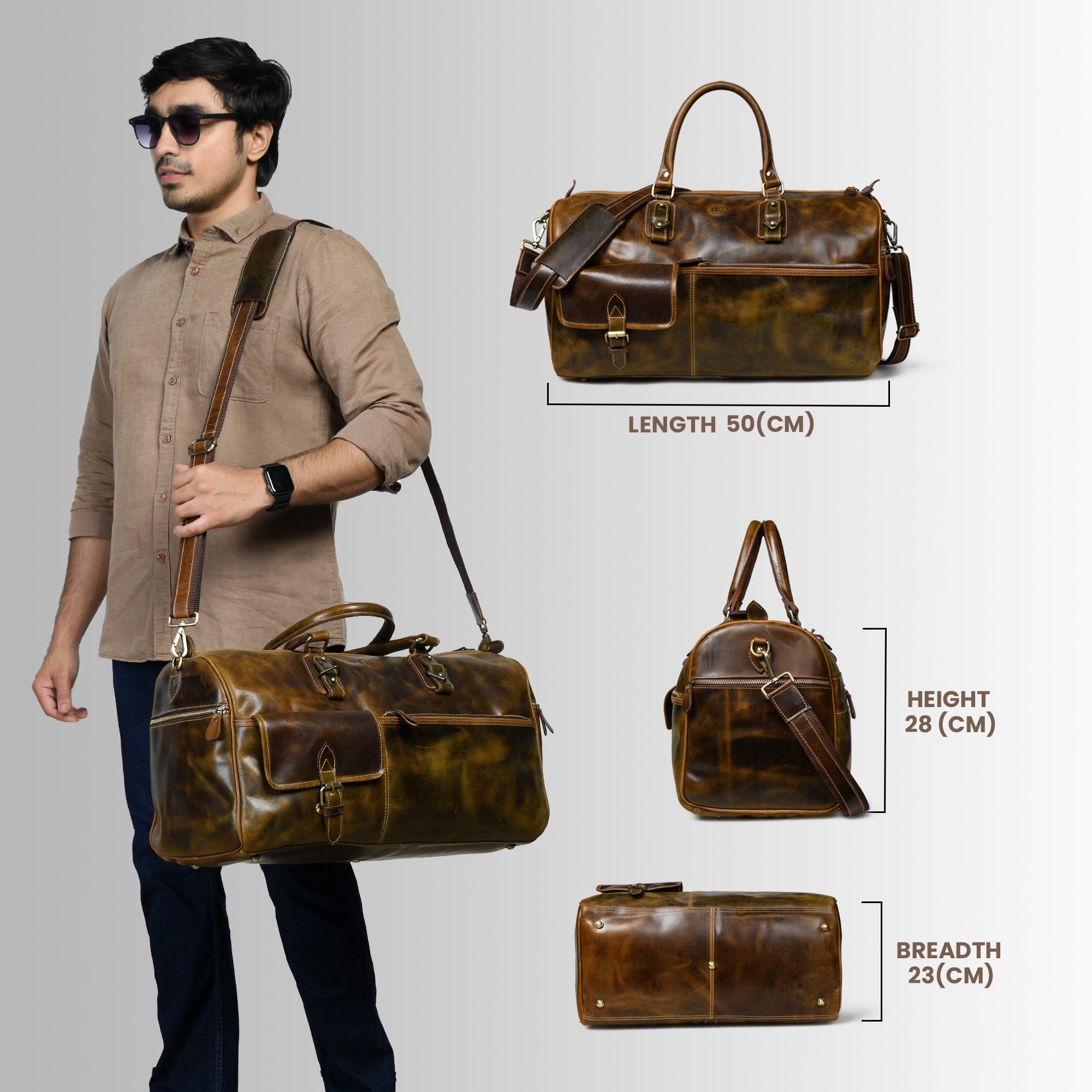 The Odyssey Leather Travel Duffel - Brown Colour